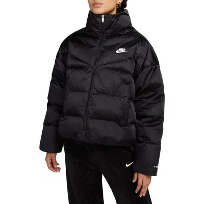 Nike Sportswear Therma-fit City Series Shine Puffer Jacket In Black