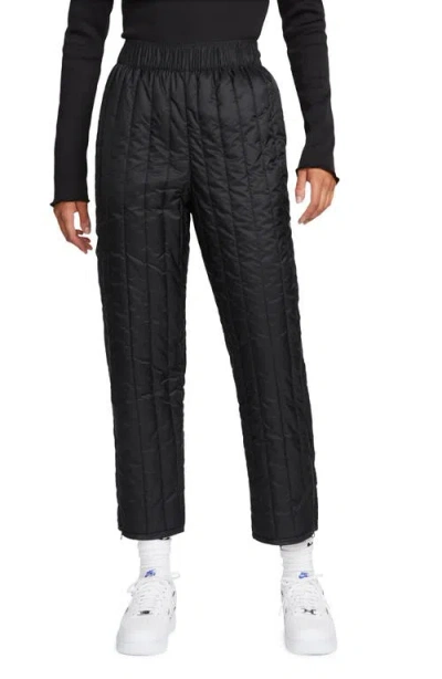 Nike Sportswear Therma-fit Tech Pack High Waist Crop Track Pants In Black