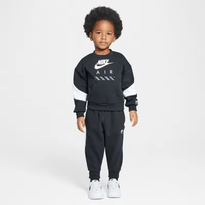 Nike Babies' Sportswear Toddler Air Fleece 2-piece Crew Set In Black