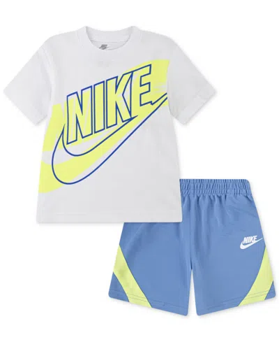 Nike Babies' Sportswear Toddler Boys "on The Move" T-shirt & Shorts Set In Blue Beyond