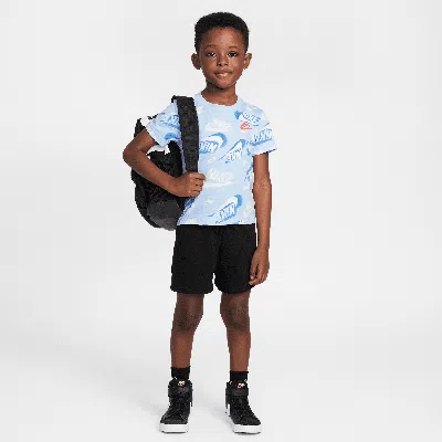 Nike Babies' Sportswear Toddler On The Move Printed Tee And French Terry Shorts Set In Black