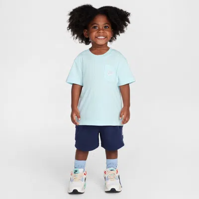 Nike Babies' Sportswear Toddler Pocket T-shirt And French Terry Shorts Set In Blue