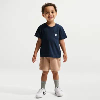 Nike Babies' Sportswear Toddler Pocket T-shirt And French Terry Shorts Set In Blue
