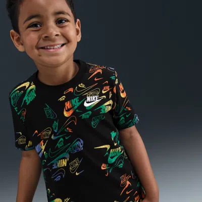 Nike Babies' Sportswear Toddler Reveal Printed Tee And Pants Set In Black
