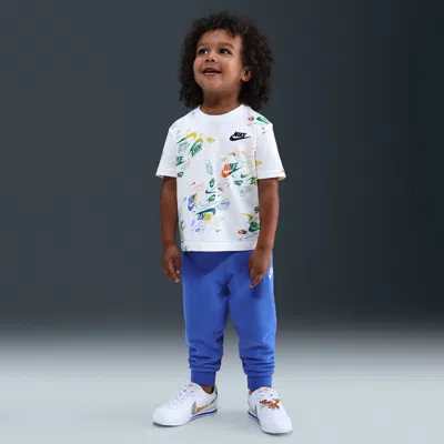 Nike Babies' Sportswear Toddler Reveal Printed Tee And Pants Set In Blue