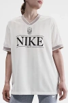 Nike Sportswear V-neck Jersey Top In Sail/playful Pink, Women's At Urban Outfitters In White