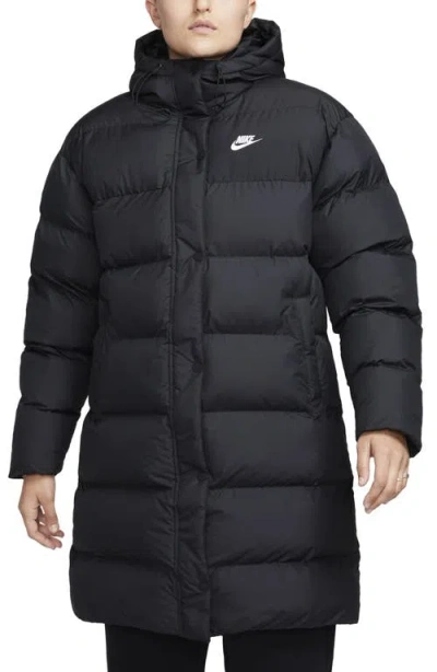 Nike Sportswear Water Repellent Down Coat In Black/white