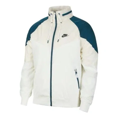 Nike Sportswear Wind Runner Colorblock Hooded Long Sleeves Jacket Green White In Multi
