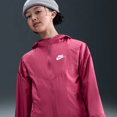Nike Sportswear Windrunner Big Kids' Hooded Repel Jacket In Pink
