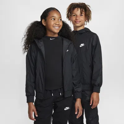 Nike Sportswear Windrunner Big Kids' Hooded Repel Jacket In Black