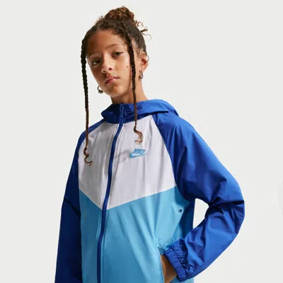 Nike Sportswear Windrunner Big Kids' Hooded Repel Jacket In Blue