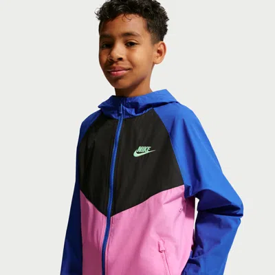 Nike Sportswear Windrunner Big Kids' Hooded Repel Jacket In Blue