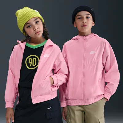 Nike Sportswear Windrunner Big Kids' Hooded Repel Jacket In Pink