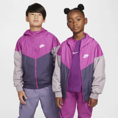 Nike Sportswear Windrunner Big Kids' Hooded Repel Jacket In Purple