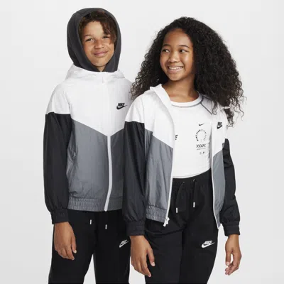 Nike Sportswear Windrunner Big Kids' Hooded Repel Jacket In White