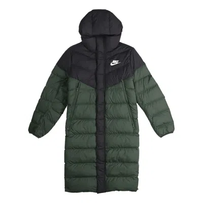 Nike Sportswear Windrunner Down Fill Long Hooded Down Jacket Green In Pattern