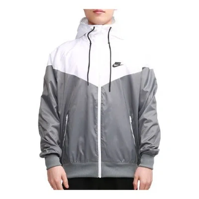 Nike Sportswear Windrunner Sports Training Hooded Woven Jacket Gray White