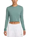 Nike Women's  Sportswear Chill Knit Slim Long-sleeve Cropped Top In Blue