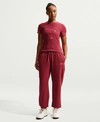 Nike Sportswear Women's Chill Knit Slim Short-sleeved Cropped T-shirt In Burgundy