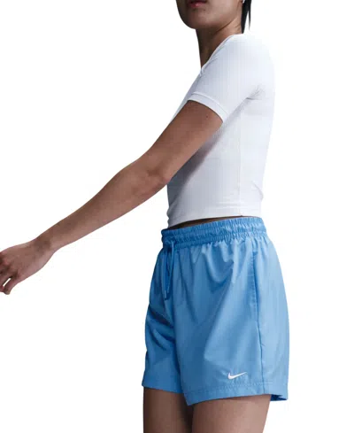 Nike Sportswear Women's Classic Woven Mid-rise Shorts In Unvblu,whi