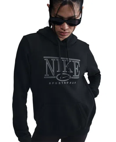 Nike Sportswear Women's Club Fleece Graphic Hoodie In Black