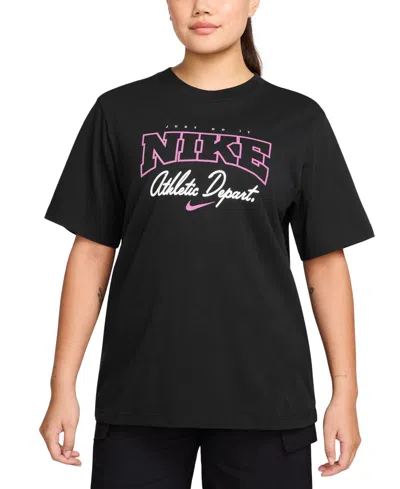 Nike Sportswear Women's Cotton Logo Short-sleeve T-shirt In Black