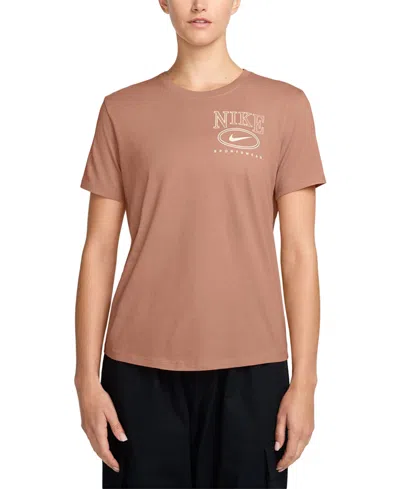 Nike Sportswear Women's Cotton Short-sleeve Graphic T-shirt In Brown