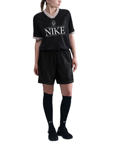 Nike Sportswear Women's Logo V-neck Short-sleeve Jersey Top In Black
