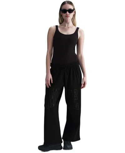 Nike Sportswear Women's Mid-rise Oversized Open-hem French Terry Pants In Black 