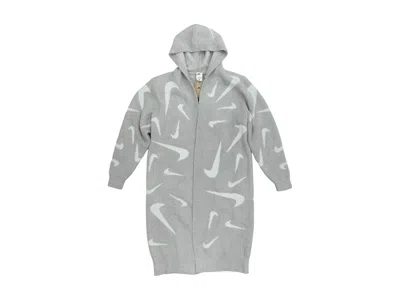 Pre-owned Nike Sportswear Women's Phoenix Cozy Boucle Long Knit Cardigan In Grey