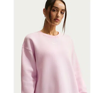 Nike Sportswear Women's Phoenix Fleece Oversized Crewneck Sweatshirt In Pink