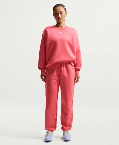 Nike Sportswear Women's Phoenix Fleece Oversized Crewneck Sweatshirt In Pink