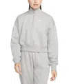 Nike Phoenix Fleece Cropped Quarter Zip Sweatshirt In Gray