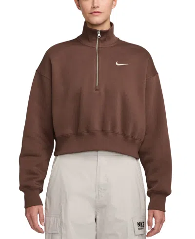 NIKE WOMEN'S SPORTSWEAR PHOENIX FLEECE QUARTER-ZIP CROPPED SWEATSHIRT