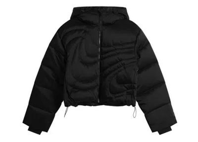 Pre-owned Nike Sportswear Women's Swoosh Series Thermafit Oversized Puffer Jacket In Black