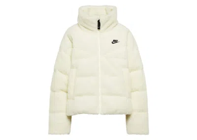 Pre-owned Nike Sportswear Women's Thermafit City Series Downfill Puffer Sherpa Jacket In Fossil/black