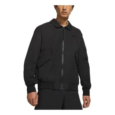 Nike Sportswear Woven Lapel Solid Color Sports Jacket Black