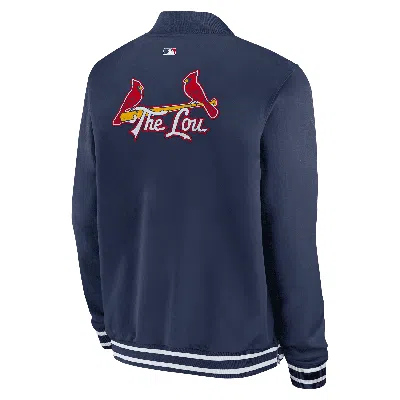 Nike St. Louis Cardinals Authentic Collection City Connect  Men's Mlb Full-zip Bomber Jacket In Blue