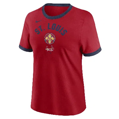 Nike St. Louis Cardinals City Connect  Women's Mlb Ringer T-shirt In Red