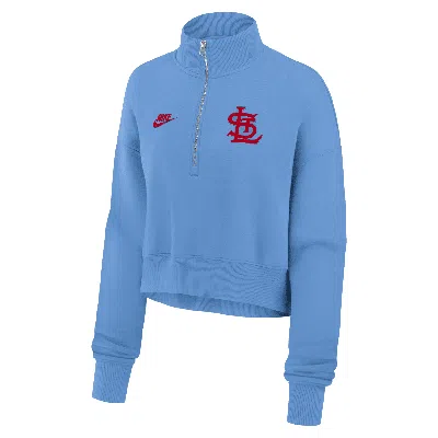 Nike St. Louis Cardinals Cooperstown Phoenix  Women's Mlb Cropped 1/2-zip Crew In Blue