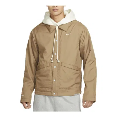 Nike Standard Issue Therma-fit Jacket 'beige' In Brown