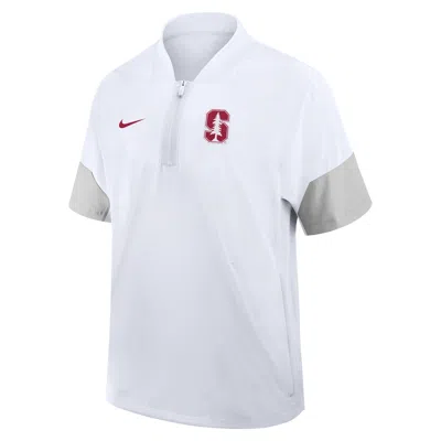 Nike Stanford Sideline Coach  Men's College 1/2-zip Short-sleeve Hooded Jacket In White