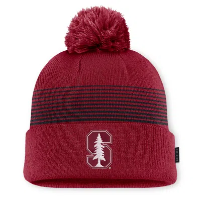 Nike Stanford Sideline Peak  Unisex College Cuffed Pom Beanie In Red