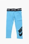 Nike Stretch Cotton Leggings With Printed Contrasting Logo