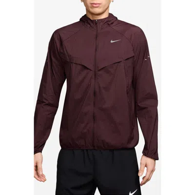 Nike Stride Dri-fit Uv Hooded Running Jacket In Burgundy