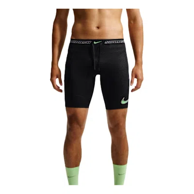Nike Stride Dri-fit 1/2-length Tights 'black Illusion Green White'