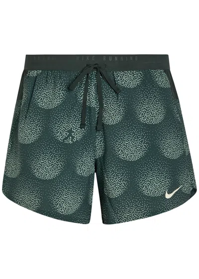 Nike Stride Dri-fit 5" Printed Running Shorts In Green