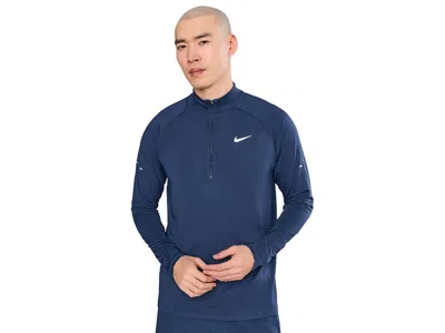 Nike Stride Dri-fittm 1/2 Zip Running Mid Layer Top Men's Workout Midnight Navy/reflective Silver: Xl, Po In Blue