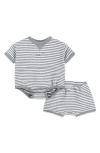 Nike Babies'  Stripe Bodysuit & Shorts Set In Gray