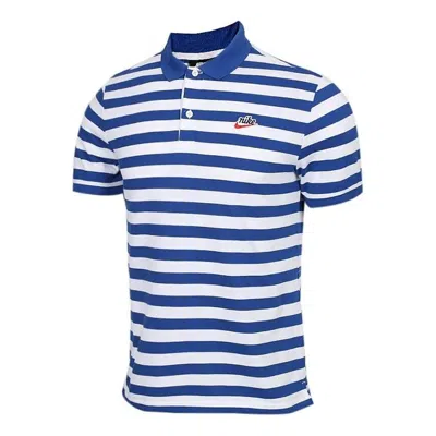 Nike Stripe Cotton Short Sleeve Polo Shirt Blue